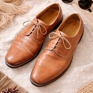 Sandro Moscoloni Leather Oxford Cap Toe Cognac Derby Laces Classic Men 10.5 B25